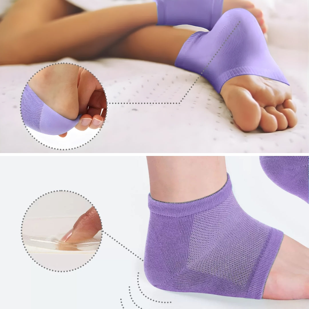 Moisturising Gel Lining – Cushioned Open-Toe – Softens Cracked Heels Overnight – For Foot Relief Comfort