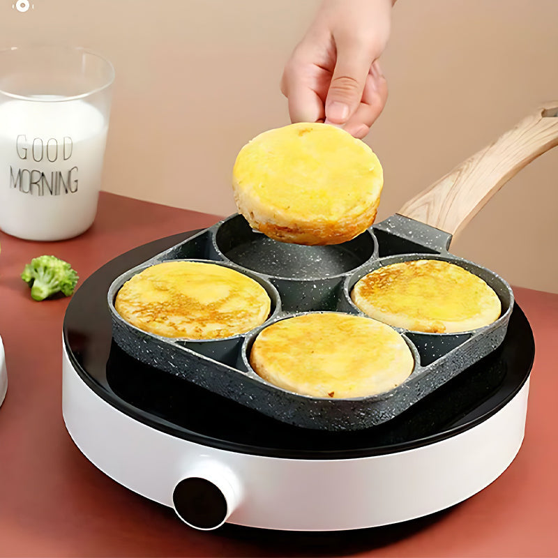 Four-hole egg pan, breakfast omelette household frying pan non-stick pan