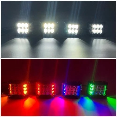 LED strobe spotlight with three sides for car