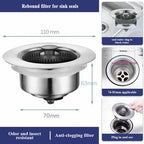 3-in-1 Sink Drain Strainer with Anti-Clogging and Odor Control