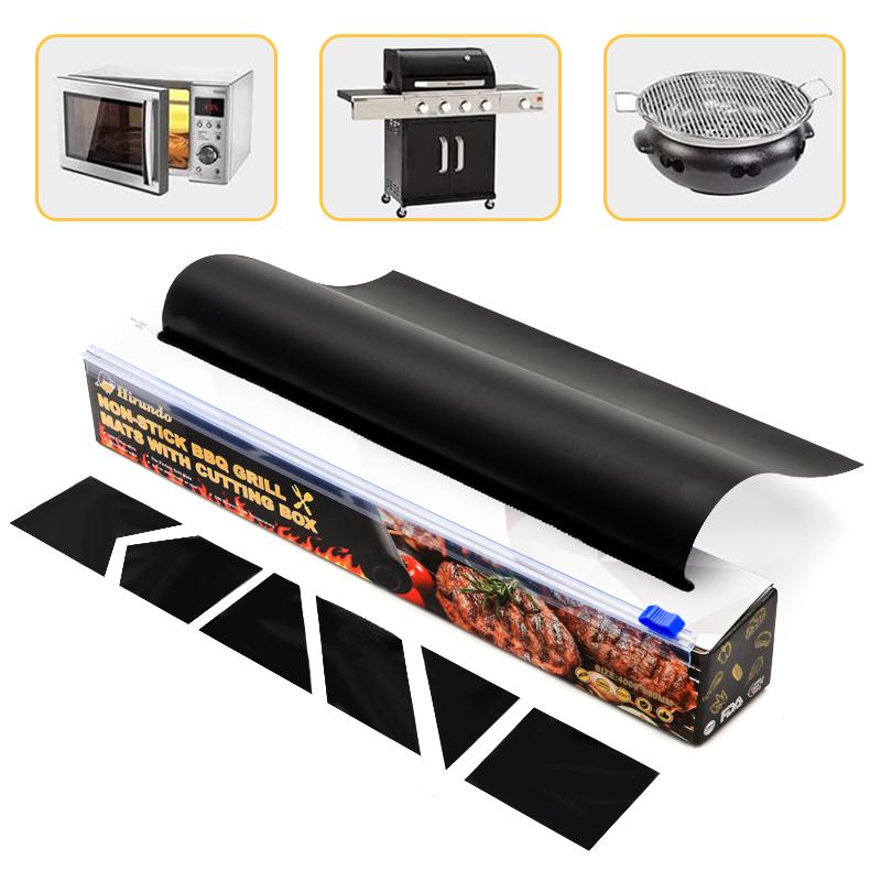 Non-stick BBQ grill mats with cutting box