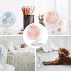 Portable Clamp Fan with 360° Rotation – USB & Rechargeable Battery