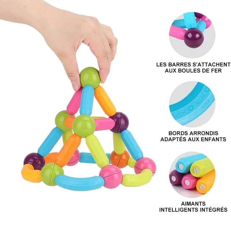 Magnetic construction set with balls and rods