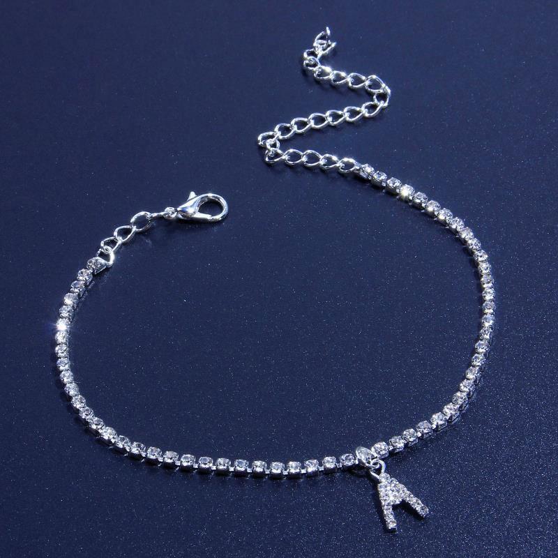 Rhinestone Letter Anklet