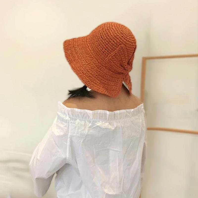 Retro Folding Straw Hat with Bow