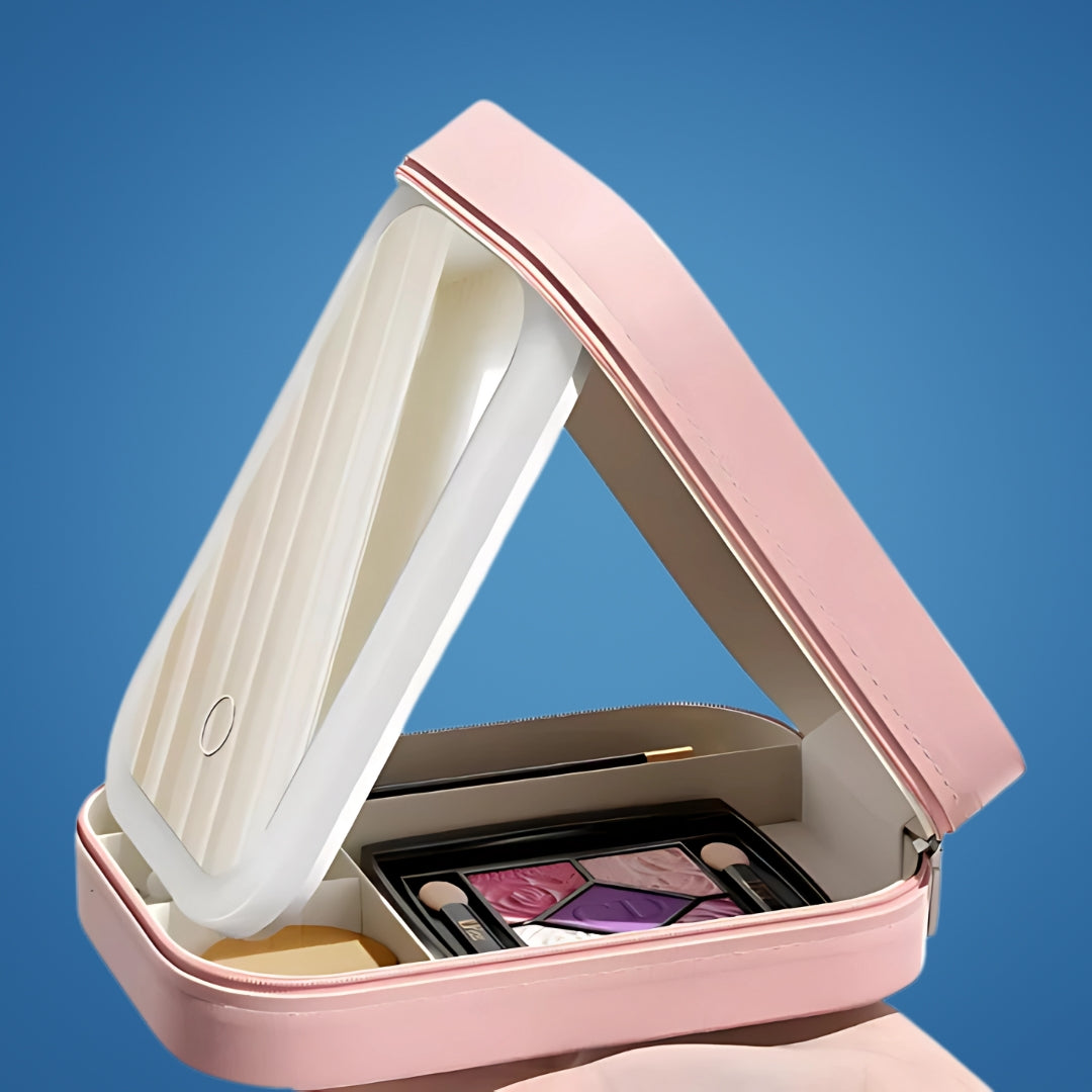 LED Light Mirror – Adjustable Angle – Organiser for Beauty Lovers – Bright Lighting for Flawless Look