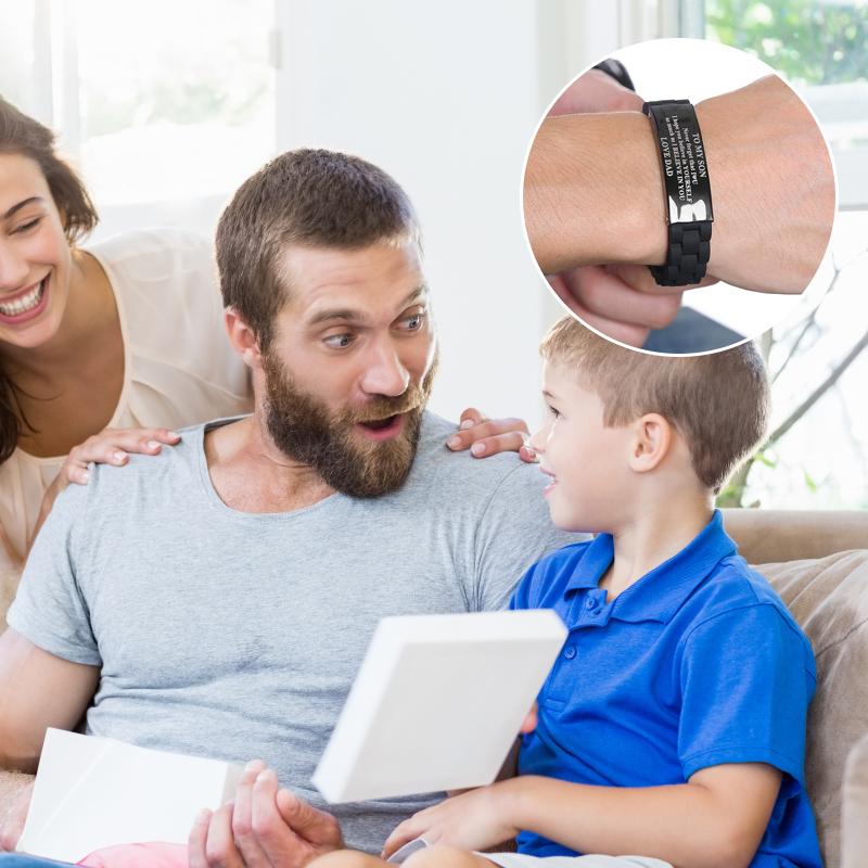 Silicone bracelet with stainless steel plate