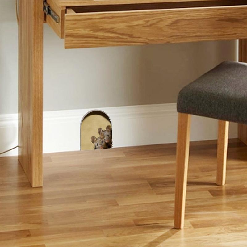 Realistic 3D Mouse Hole Wall Sticker