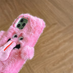 Funny Tongue Sticking Out Plush Phone Case For iPhone