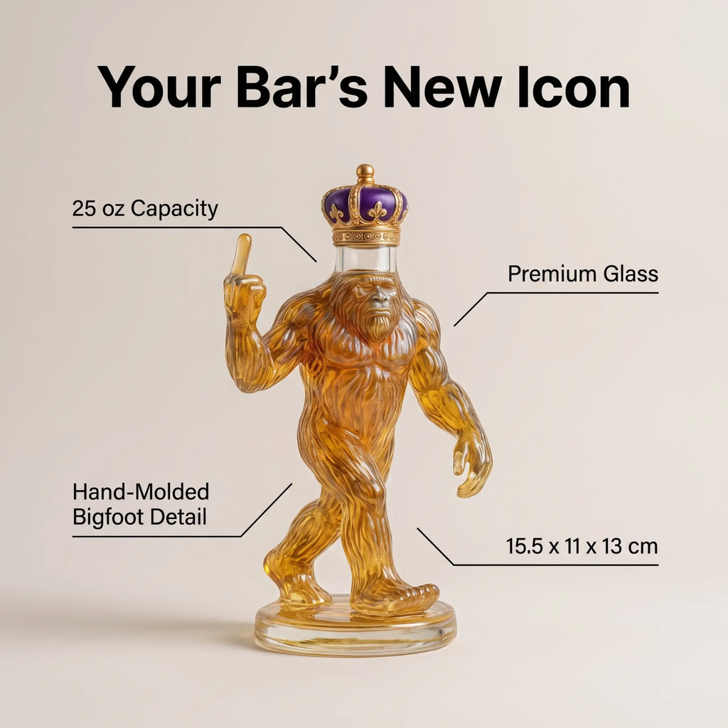 Whiskey Decanter Funny Bigfoot Glass Bottle