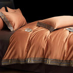 Satin Cotton Embroidered Bedding Set - Luxora
