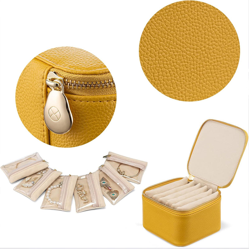 Leather jewelry box for travel