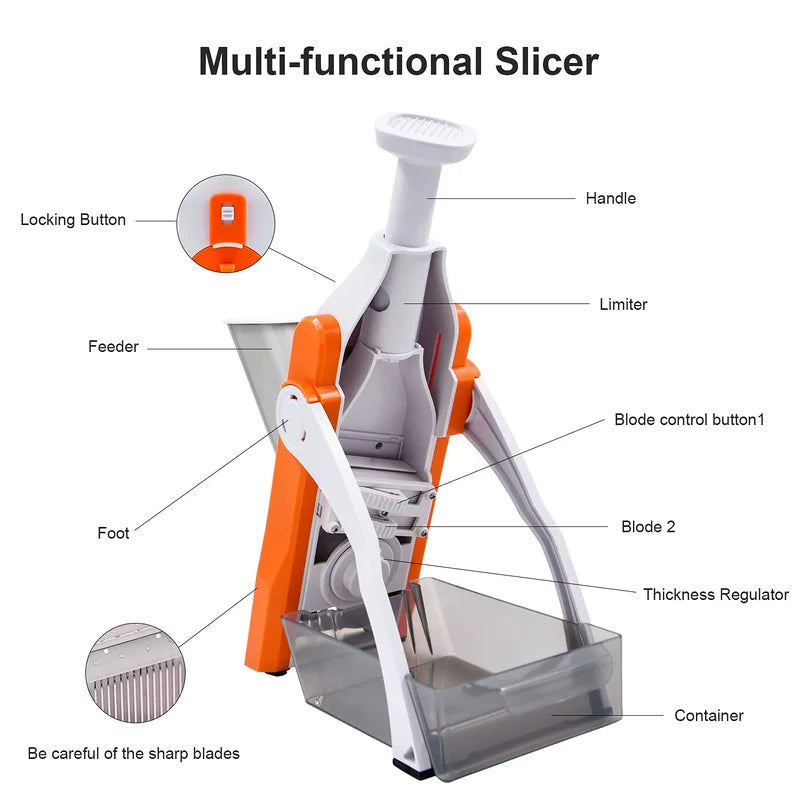 Adjustable safe vegetable slicer