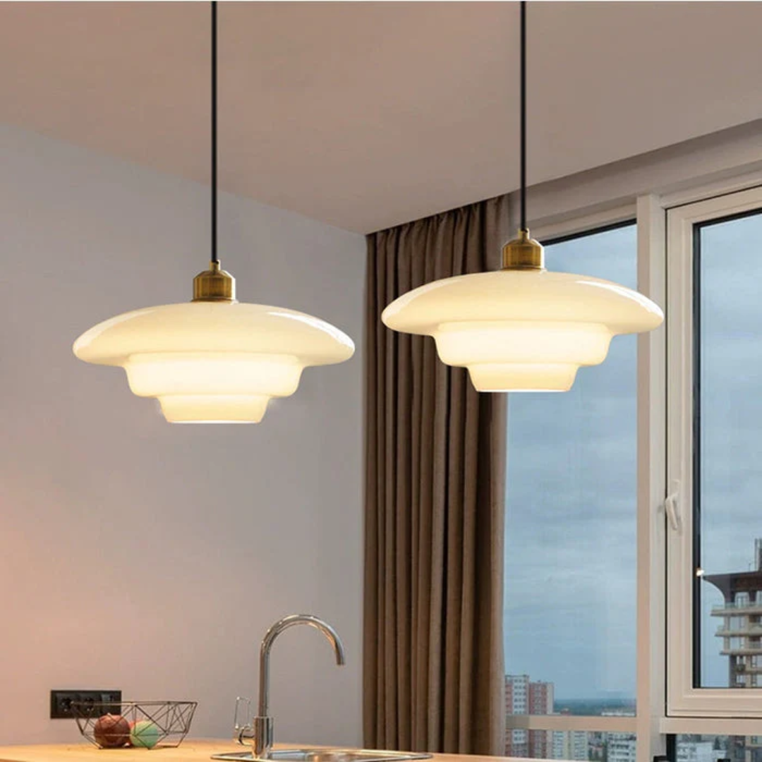 White Glass Pendant Lamp for Dining Room and Kitchen