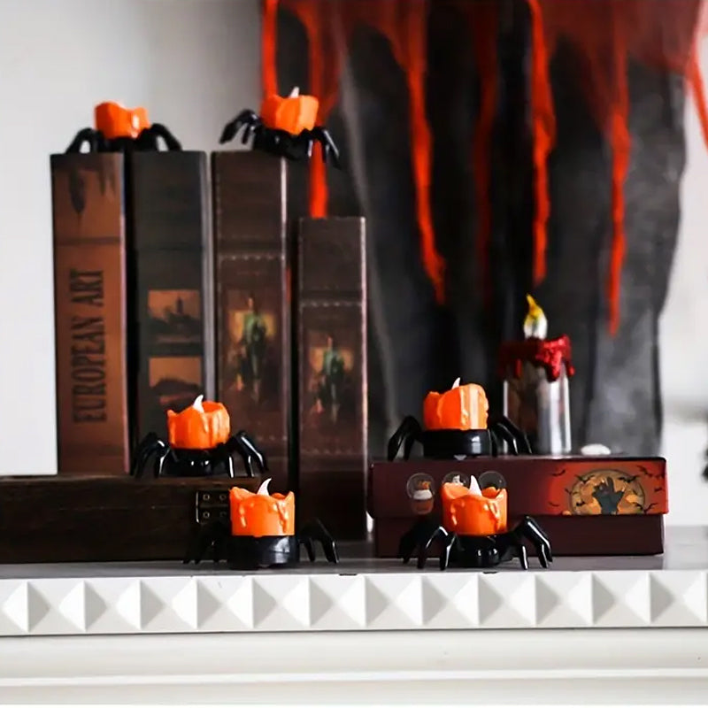 ️Halloween Spider Tealights Spooky Electric Flickering Artificial Candles
