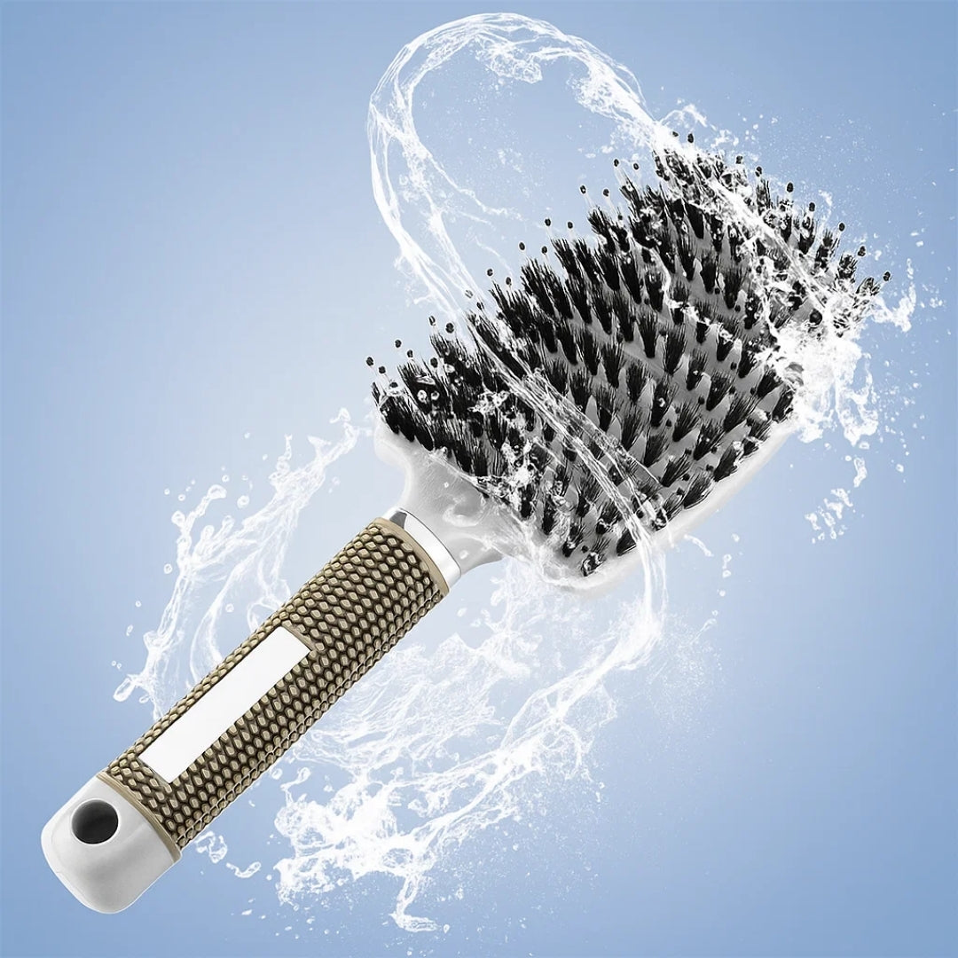 Quick Knot‑Free Detangling – Nylon Bristles with Scalp Massage Tips – For Thick or Curly Hair