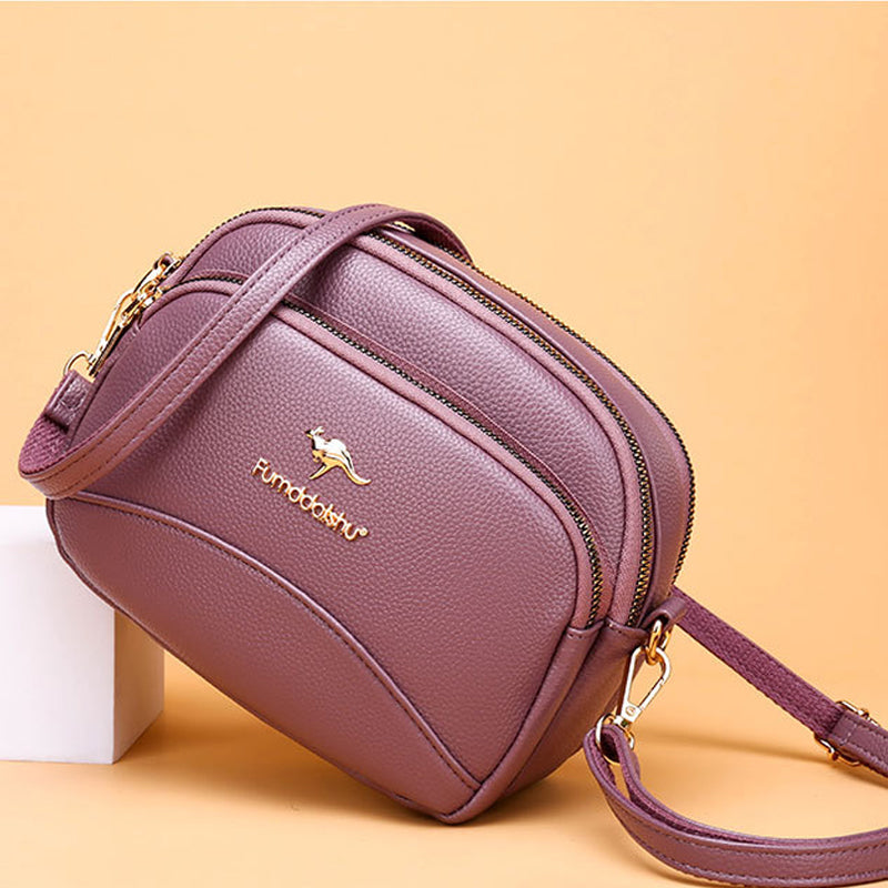 Soft Leather Multi-Pocket Shoulder Bag