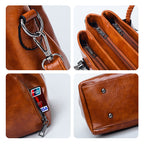 New handbags made of oil wax leather Boston, large tote bag made of soft leather