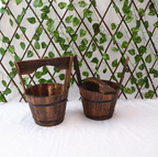 Wooden Bucket Planter in Barrel Design for Garden and Terrace – Decorative Flower Pots made of Wood