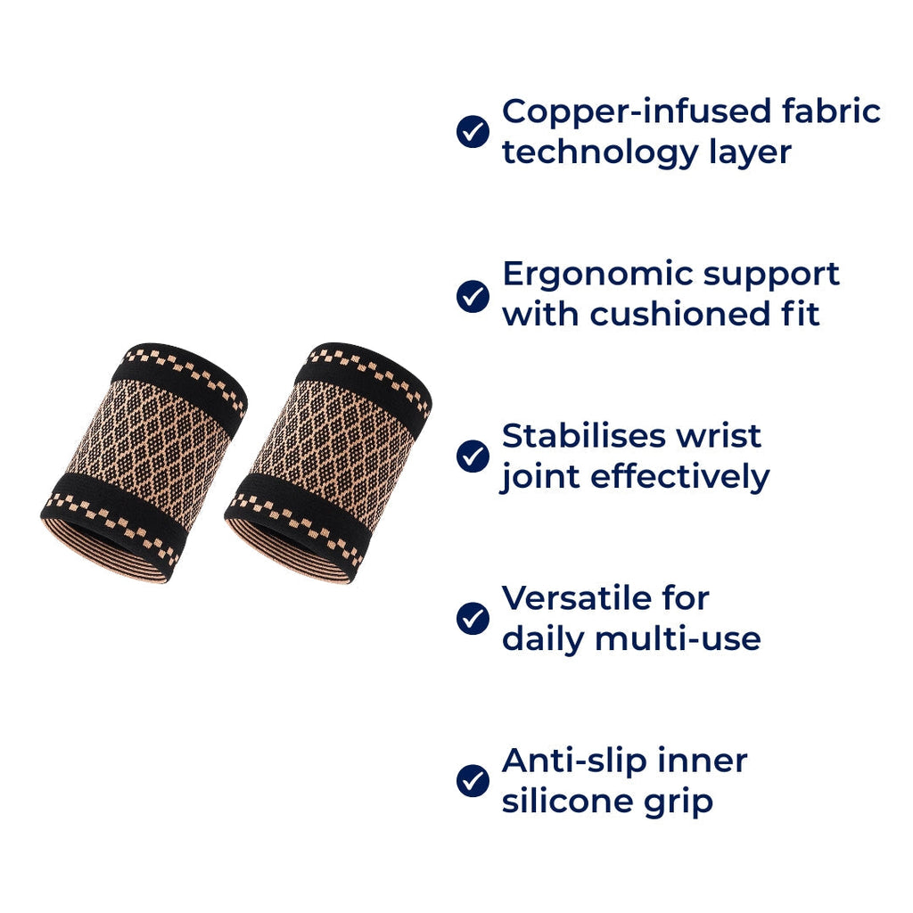Copper‑Infused Compression for Wrist Pain Relief – Breathable Low‑Profile Sleeve for Everyday & Sports
