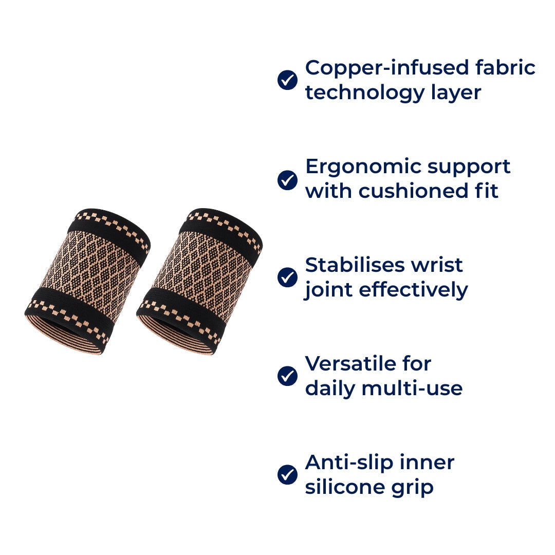 Copper‑Infused Compression for Wrist Pain Relief – Breathable Low‑Profile Sleeve for Everyday & Sports