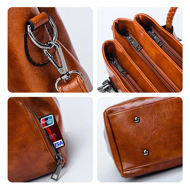 New oil wax leather handbags Boston soft leather large tote bag