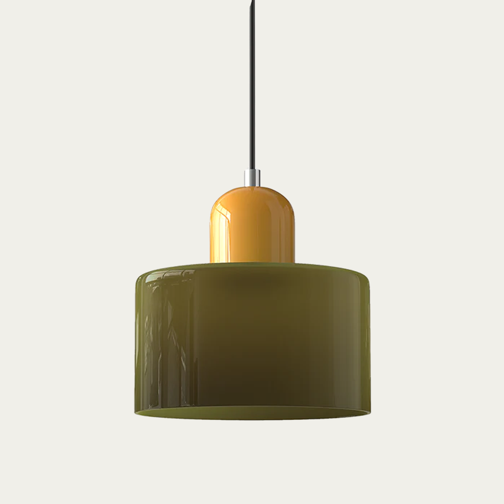 Glass light in subtle colors of the kitchen