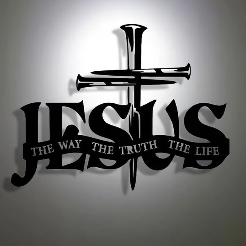 Jesus and cross metal silhouette wall decoration