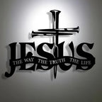 Jesus and cross metal silhouette wall decoration