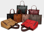 Cera - Double Front Pocket Vintage Tote Handbag