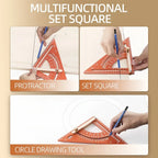 Multifunctional Woodworking Triangle Ruler - Heavy Duty Aluminum Alloy Speed Square with Adjustable Positioning Block