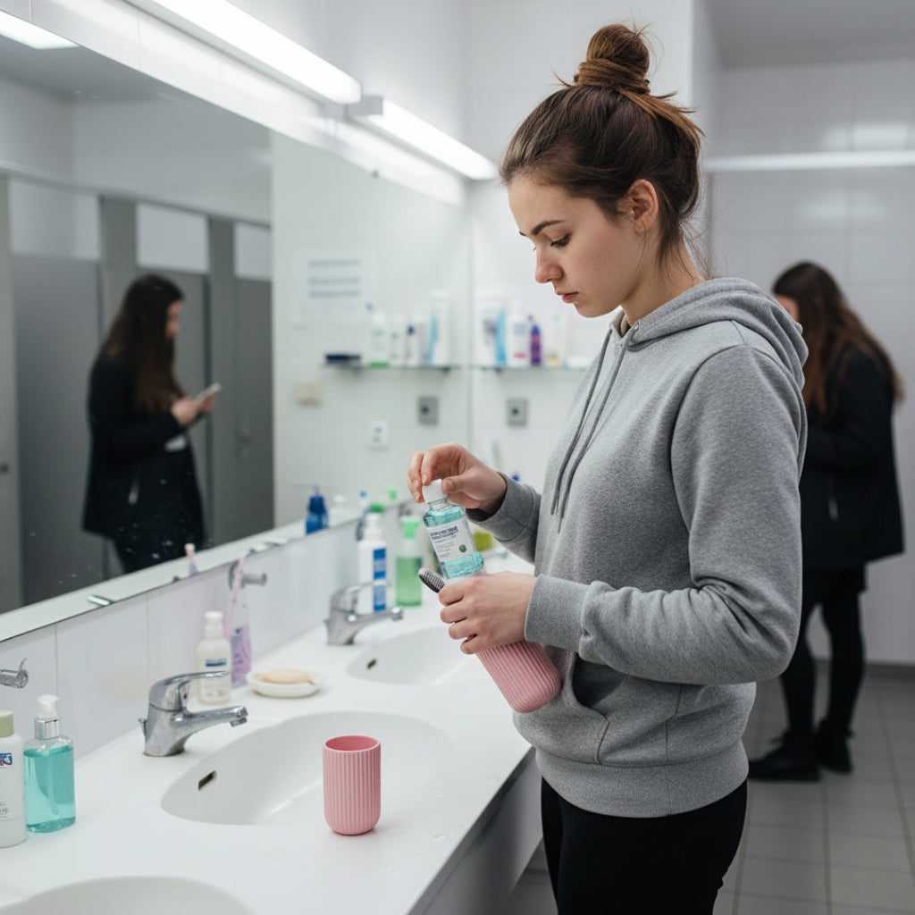 Mouthwash Cup Included – Compact Dust‑proof Design – Hygienic Oral Care for Travel & Holidays