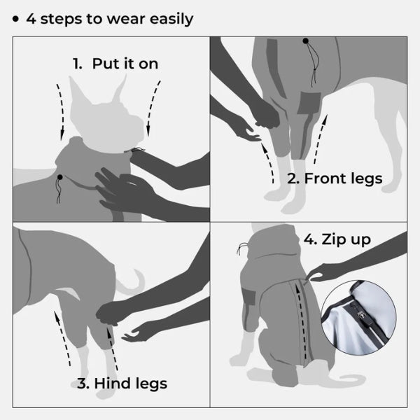 Waterproof Dog Coat with Legs – Reflective Dog Rain Jacket for Small & Large Breeds | Best Rain Coat for Dogs UK