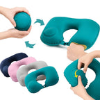 TravelThrive | Inflatable Travel Neck Pillow – Adjustable Firmness – Soft Velvet Cover – Neck Pain Relief – Compact for All Journeys
