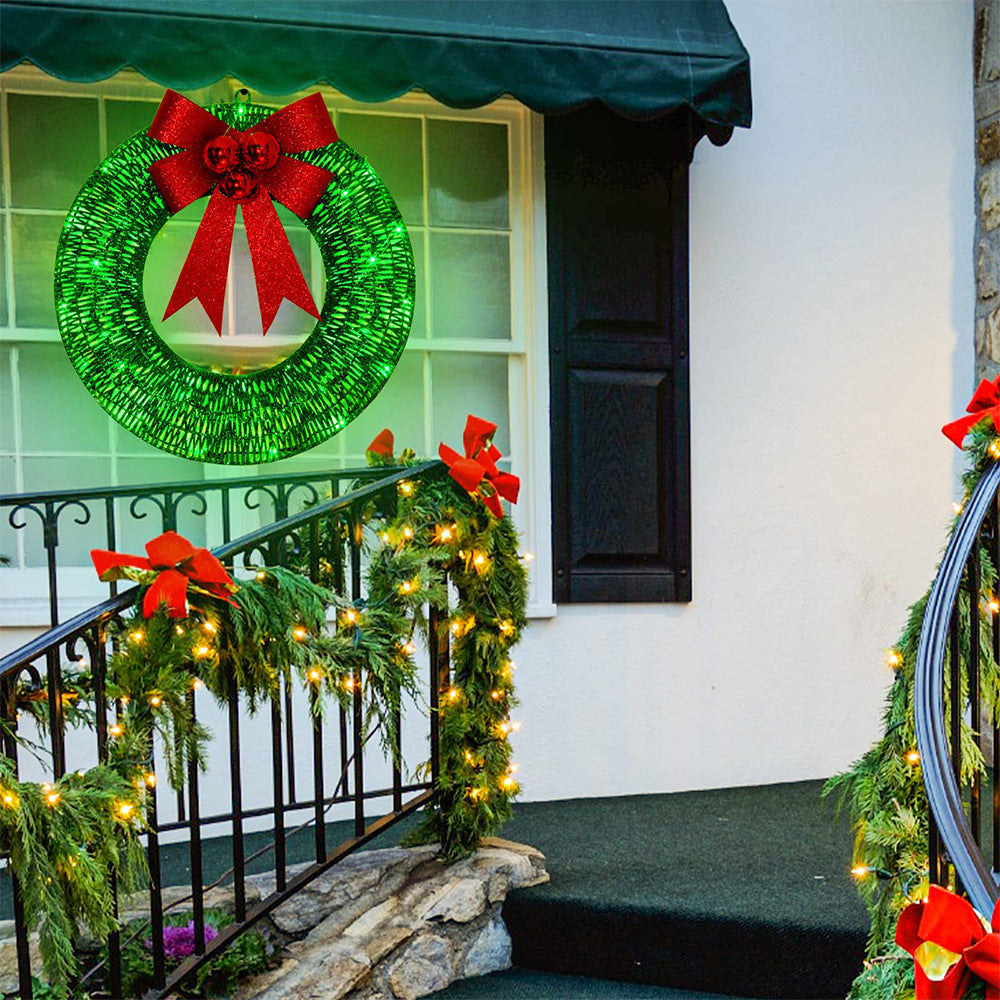 Illuminated Christmas Wreath, 19.7-Inch Handmade Design with 140 LED Lights