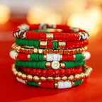 Christmas Polymer Clay Color Bracelet set Xmas gift idea
