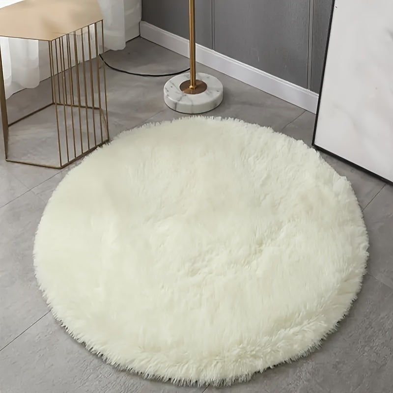 Cozy round plush rug – Ultra-soft rug for living room & bedroom