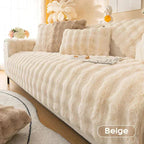 Rabbit Fleece Sofa Cover | Non-Slip Plush Protector | Machine Washable | Soft & Cozy Home Decor