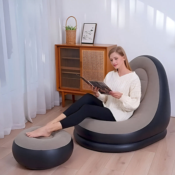 RelaxSeat Inflatable Lounge Chair with Footrest – Indoor & Outdoor Comfort