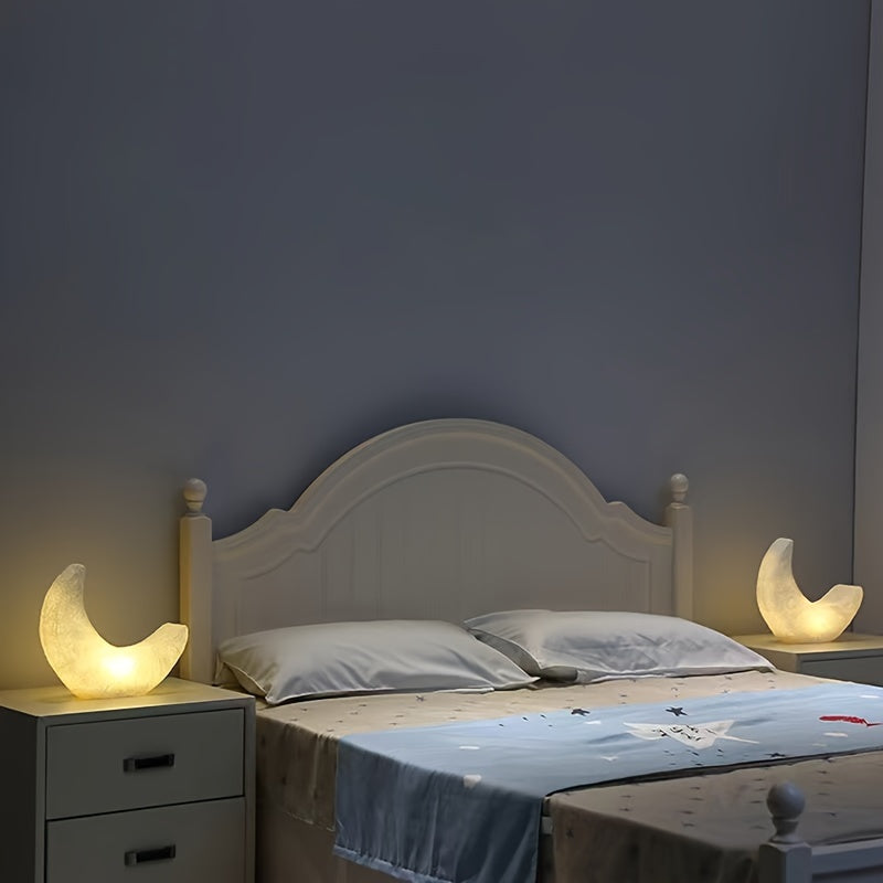 Half Moon Night Lamp in Art Deco Style – Battery Powered with Switch