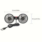 Double Fan AirTrek Duo | 360° rotatable | Ultra-quiet & Compact | USB Car Fan with 5 Blades