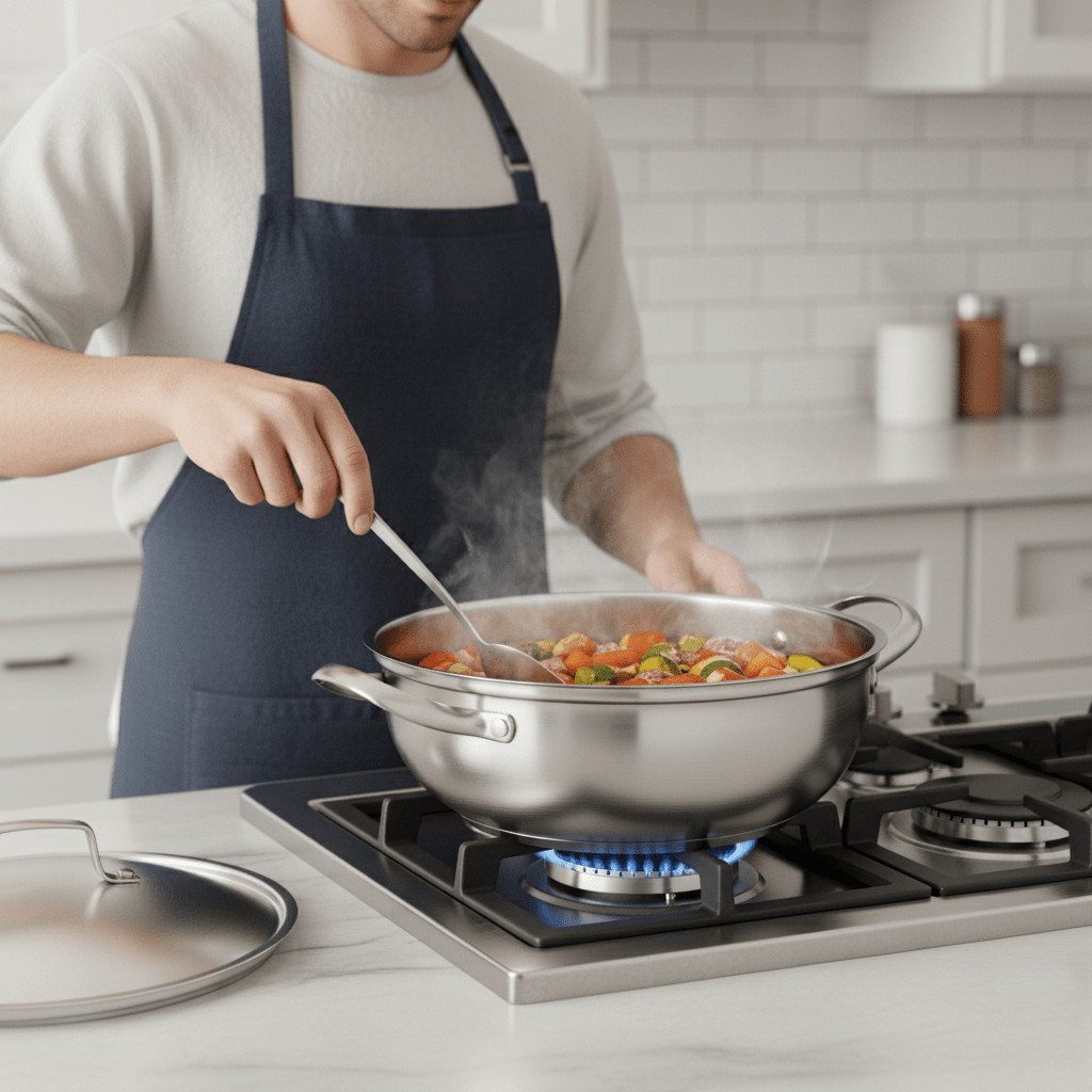 Stainless Steel Cooking Pot 26 cm with Even Heat Distribution