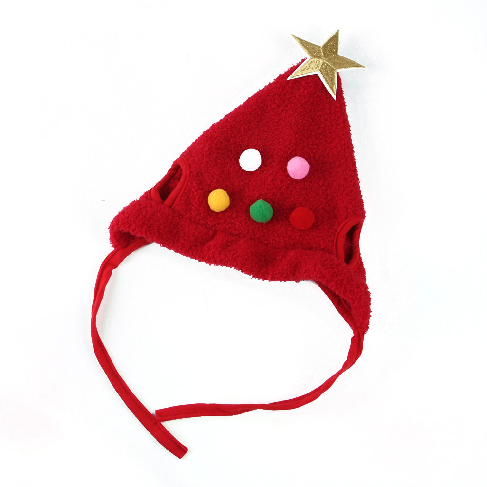 Christmas Pet Hat with Fluff and Golden Edge