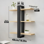 NordWood Wall Shelf | Solid Pine | 3 Levels | Space-saving & Decorative | Natural Wood