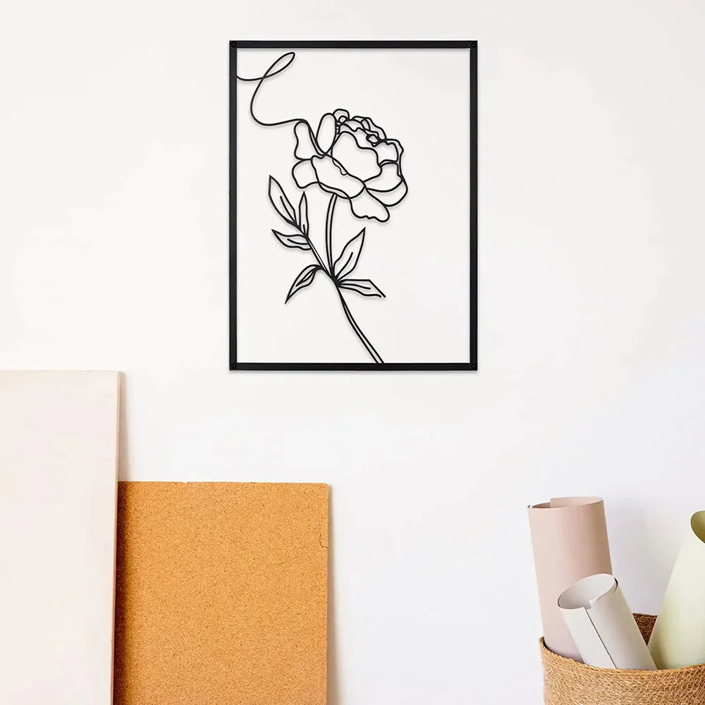 Abstract Minimalist Rose Flower Iron Wall Decor