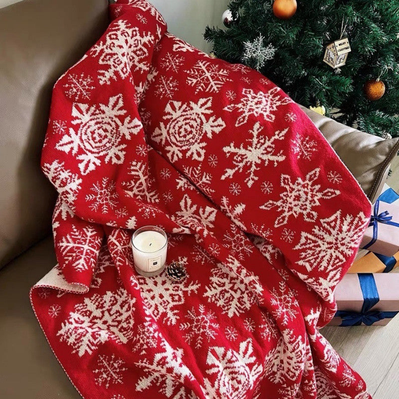 Christmas Nordic Knitted Snowflake Blanket