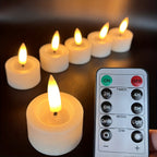 Set of 6 Flameless Tea Lights with Remote - Flickering for Cozy Evenings