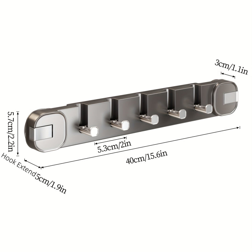 Wall Hook Panel Without Drilling – OrganiserenPlus Hidden 5-Hook Rack