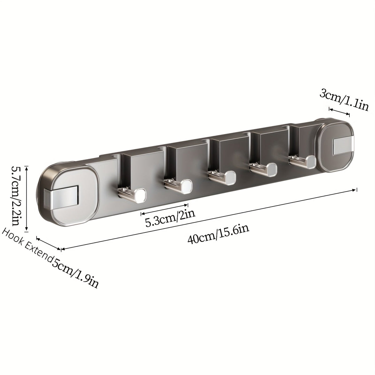 Wall Hook Panel Without Drilling – OrganiserenPlus Hidden 5-Hook Rack