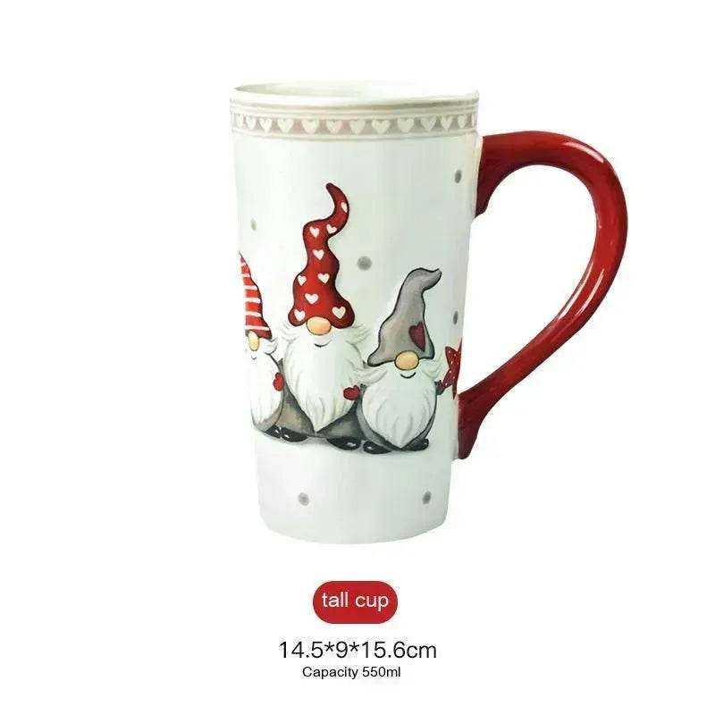Christmas Large Capacity Nordic Christmas Tall Hat Ceramic Relief Mug Cup
